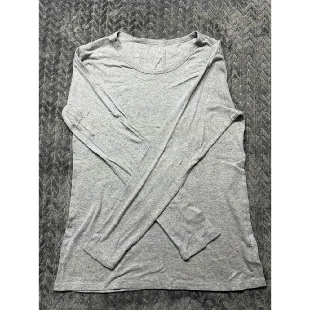 Gap Favorite Long Sleeve Tee Light Heather Gray Crew Neck Cotton Modal Blend L